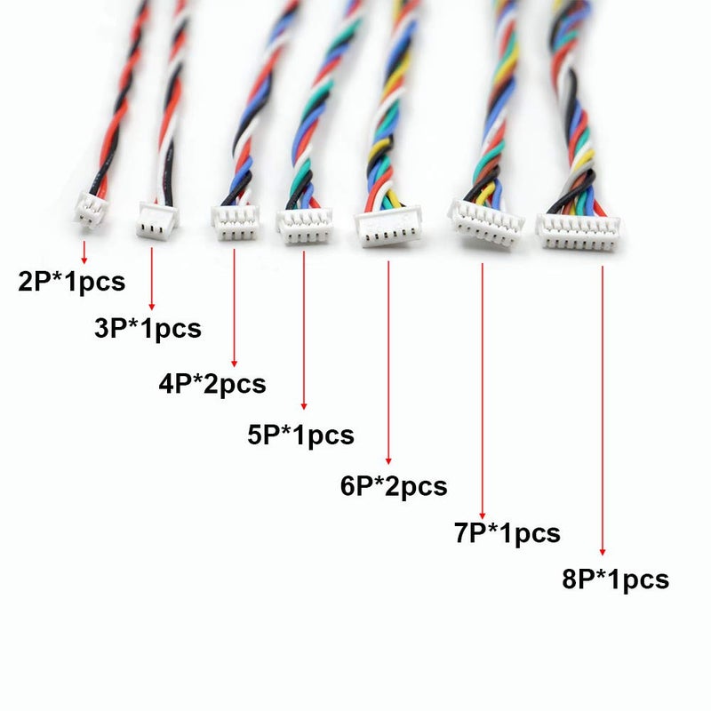 elechawk 9 PCS 1.25mm to Dupont 2.54mm Pitch Adapter Cables Wire Compatible with JST Molex PicoBlade 1.25 for Pixhawk Flight Controller RC Drone 2Pin to 8P - Image 2